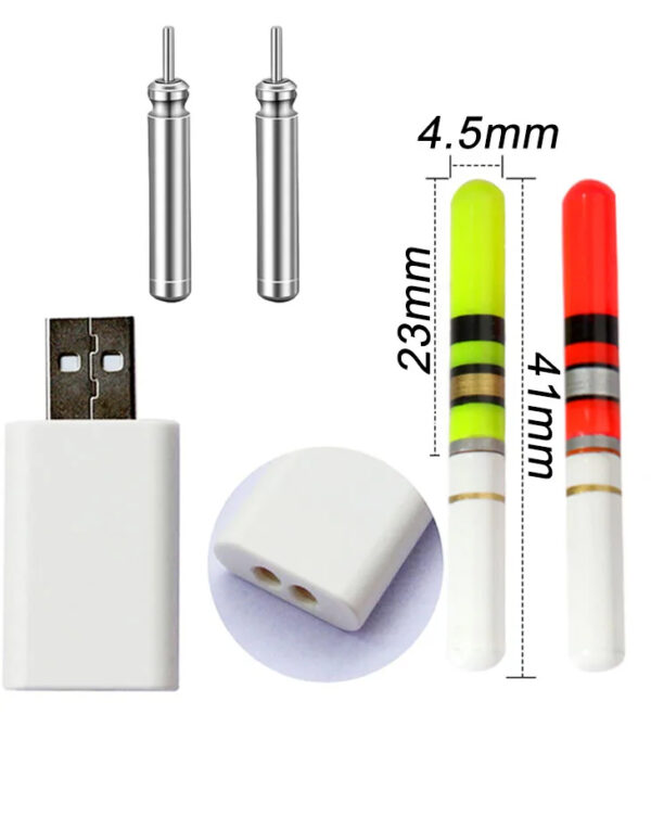 2 stk. Lystoppe til flåd med USB Lader og Batterier.