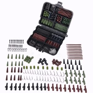 Carp Fishing End-Tackle Kit, Leadclips, Baitbands, Beads, Stoppers og mere, med Box, 173 dele