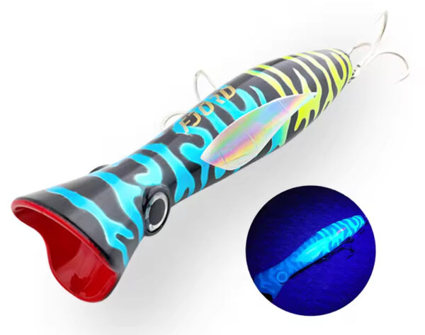 Big Game Popper, 82g, i flotte UV Farver. - Image 4