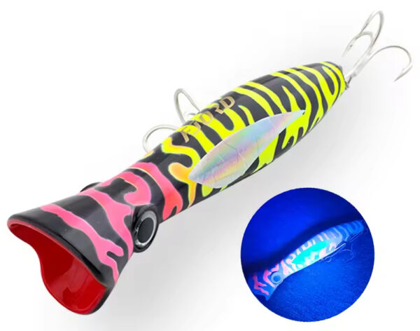 Big Game Popper, 82g, i flotte UV Farver. - Image 6