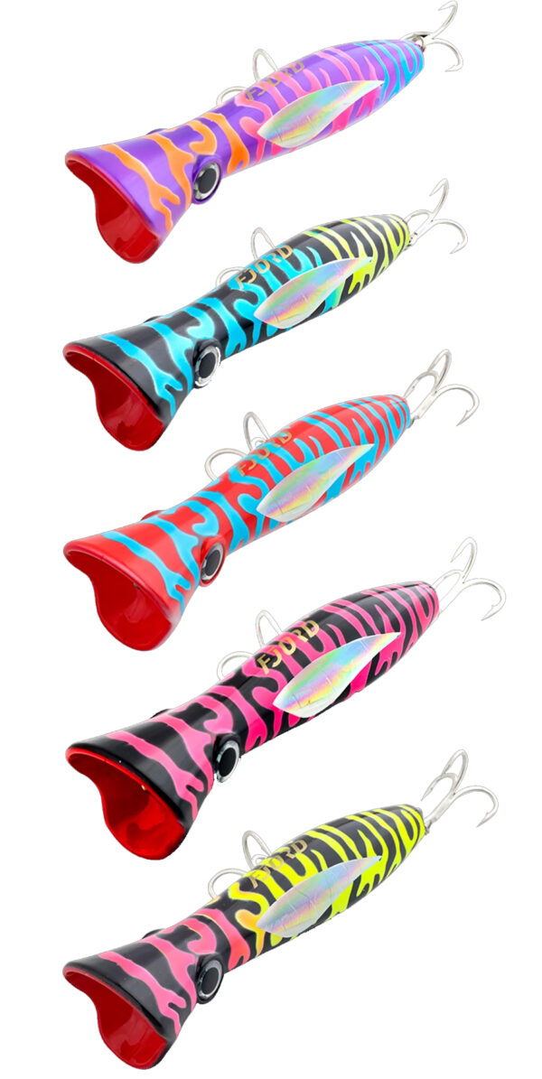 Big Game Popper, 82g, i flotte UV Farver.
