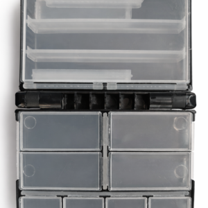 Æske med mange Rum, f.eks. til Kroge, Springringe og lign.